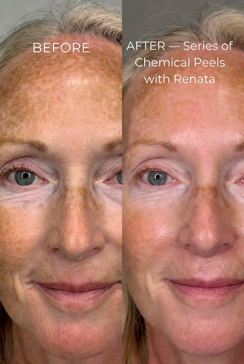 Before and after chemical peel results at Renton Skin Care